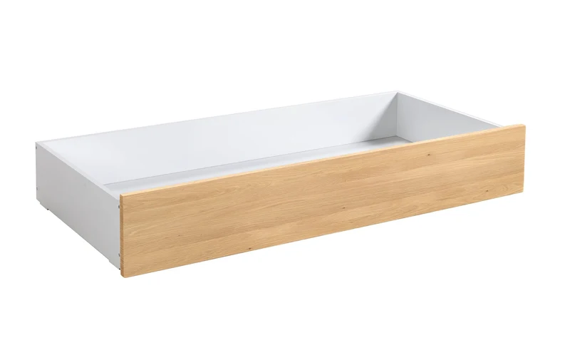 Hasena Roll-Box Bettschublade Eiche Bright/Weiß mit Rollen und Stauraum