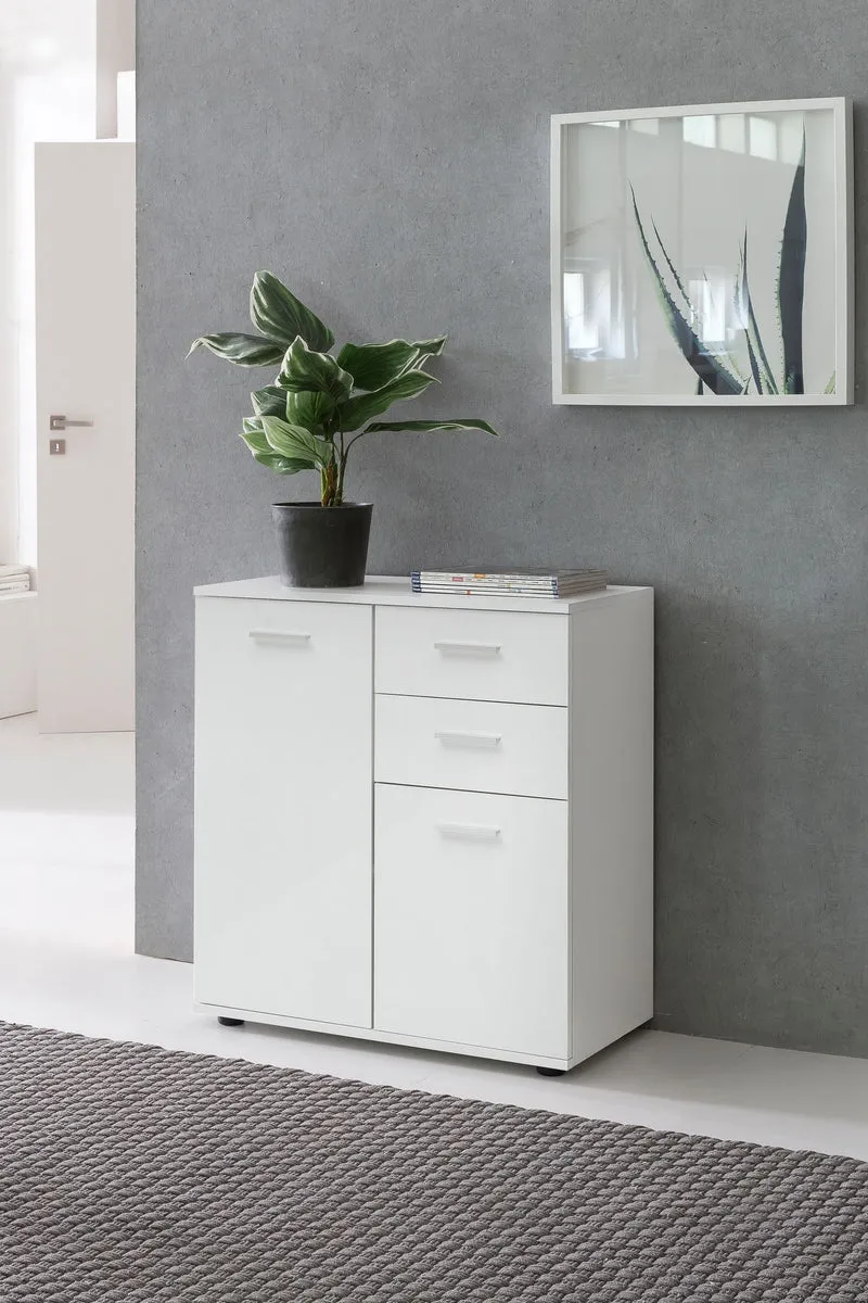 Kommode Schrank 71x78x35,5cm Holz Weiß modern Flurschrank matt