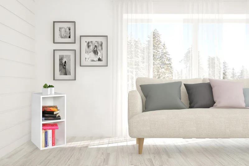 Regal WL5.175 Holz 30x60x30cm Modern Weiß 2 Ablagefächer