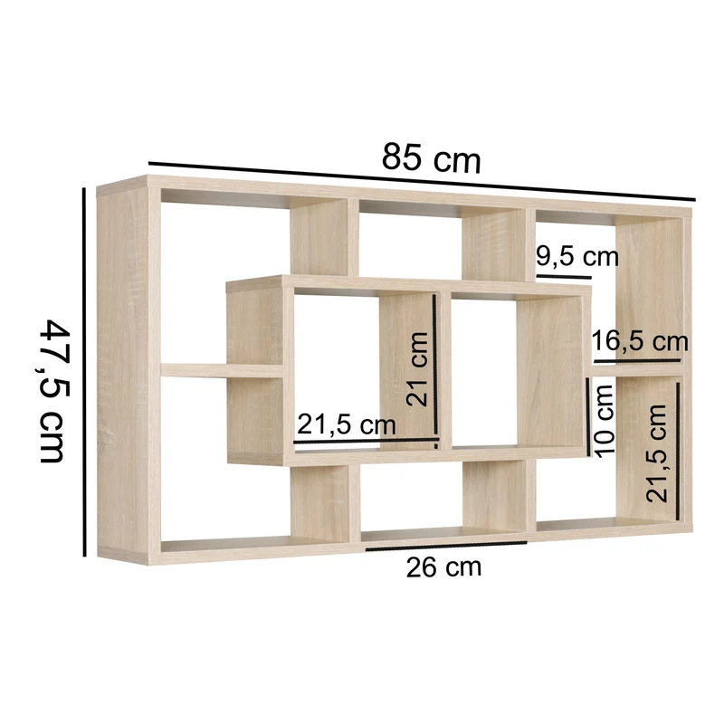 Wandregal PAOLA 85x47,5x16cm MDF Sonoma Holz modern freischwebend
