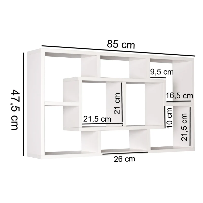Wandregal PAOLA 85x47,5x16cm MDF Holz weiß modern freischwebend