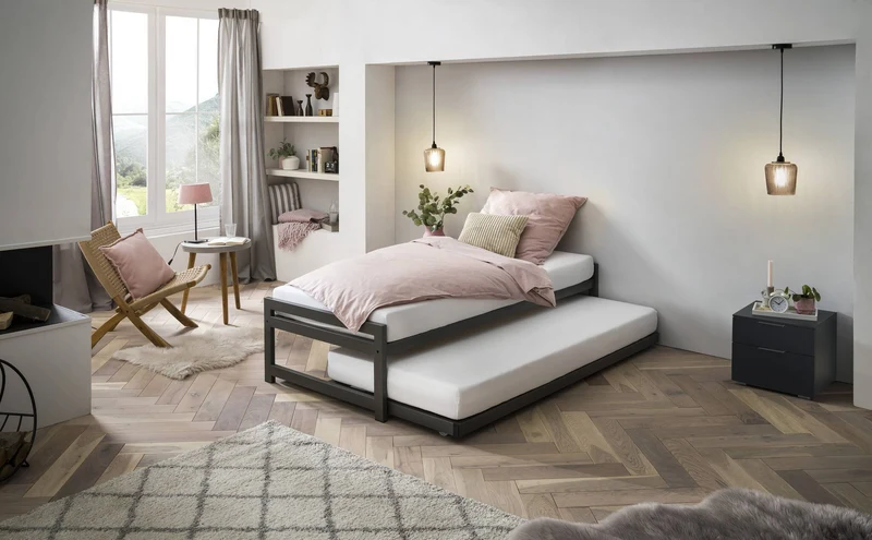Hasena Gästebett Monument Plus Anthrazit - ausziehbar auf 180 cm