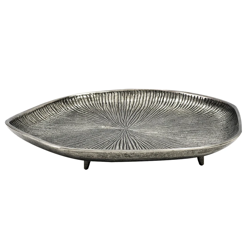 Dekoschale Silber 40 cm Aluminium mit Raw Finish, Wohnling