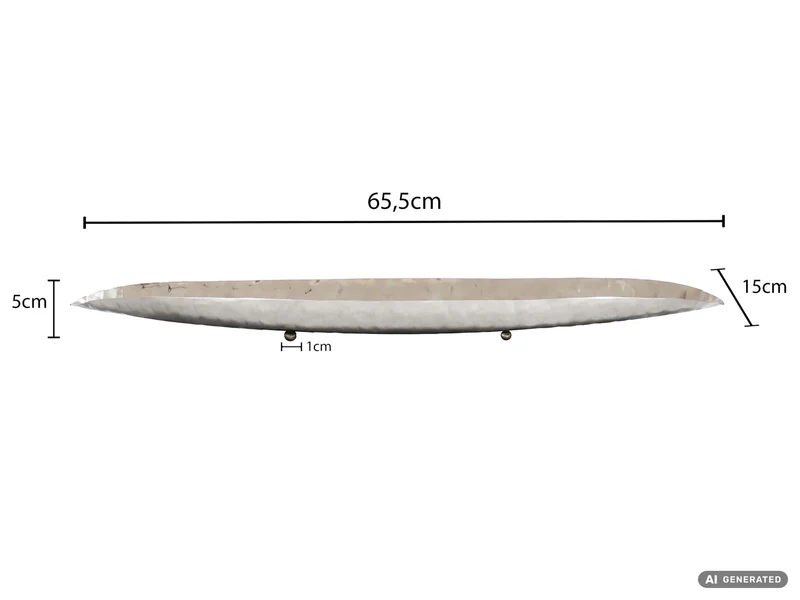 Dekoschale Oval Silber 65,5 cm aus Stahl, Wohnling Tischdeko
