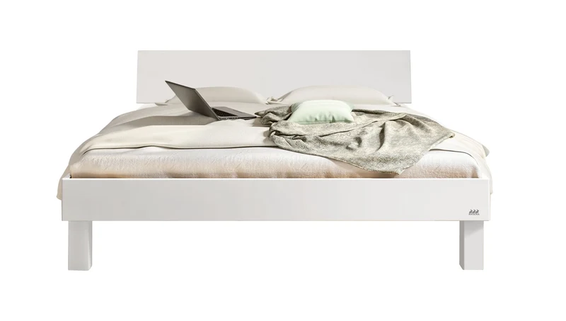 Hasena Bett Forti Weiß mit quadratischen Füßen der Trento-Kollektion