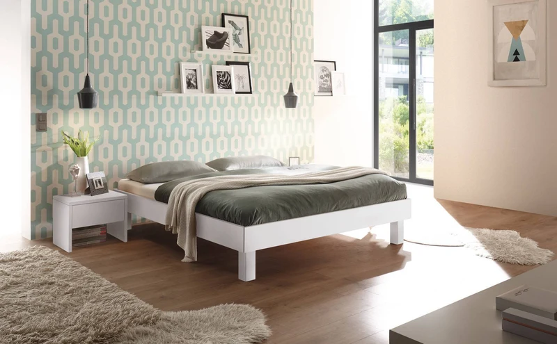 Hasena Bett Rapallo Trento Weiß, puristisch ohne Kopfteil