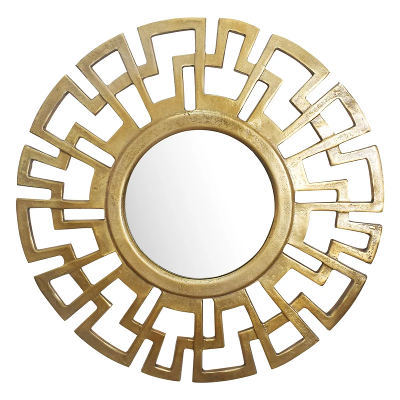 Wandspiegel Art déco 60cm Rund Gold Aluminium Rahmen Modern