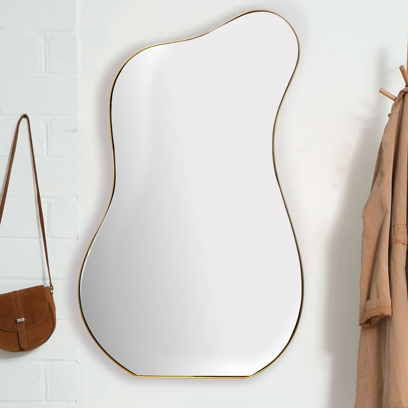 Wandspiegel Asymmetrisch 60x100cm Metall Gold Modern Flurspiegel