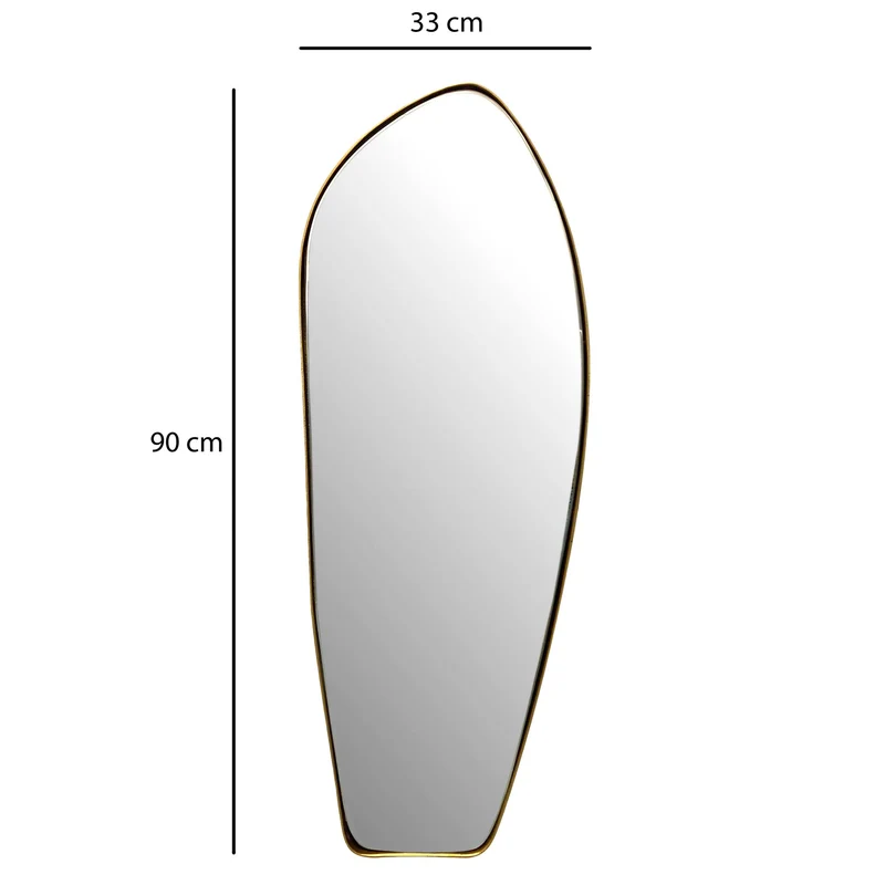 Wandspiegel Asymmetrisch 33x90cm Metall Gold Modern Flurspiegel