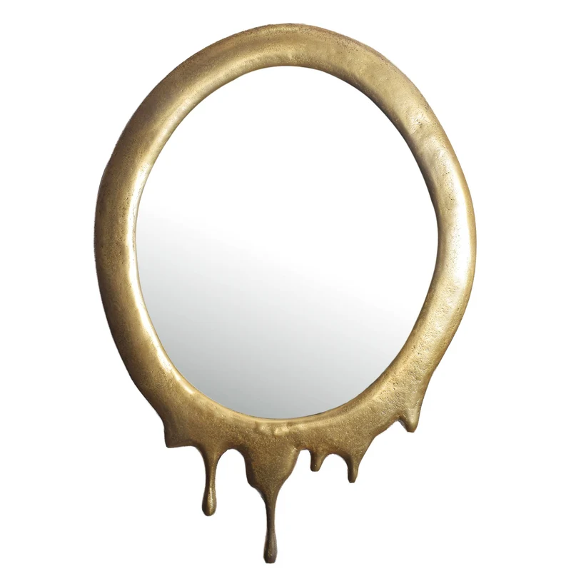 Wandspiegel Oval 50x71cm Gold Aluminium Rahmen Modern Flurspiegel