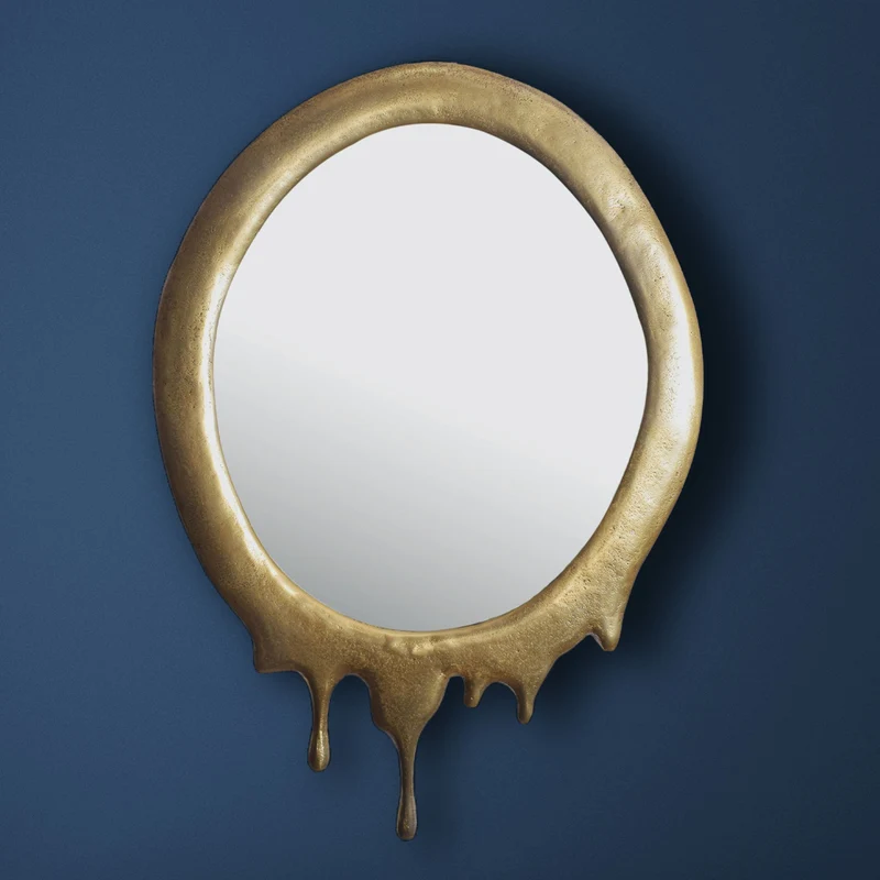 Wandspiegel Oval 50x71cm Gold Aluminium Rahmen Modern Flurspiegel