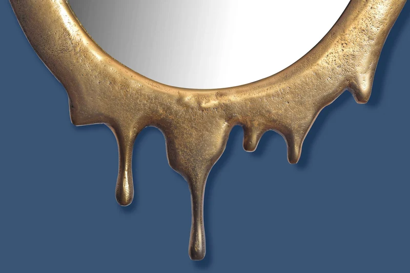 Wandspiegel Oval 50x71cm Gold Aluminium Rahmen Modern Flurspiegel