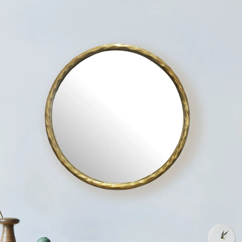 Wandspiegel Rund 60cm Metallrahmen Gold Modern Flur Garderobe