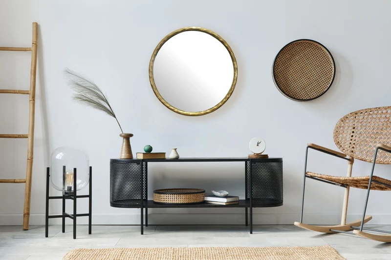 Wandspiegel Rund 60cm Metallrahmen Gold Modern Flur Garderobe