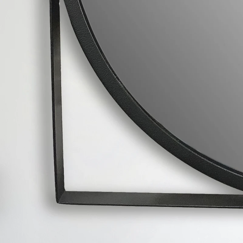 Wandspiegel 54x54cm Rund Metall Schwarz Modern Flurspiegel