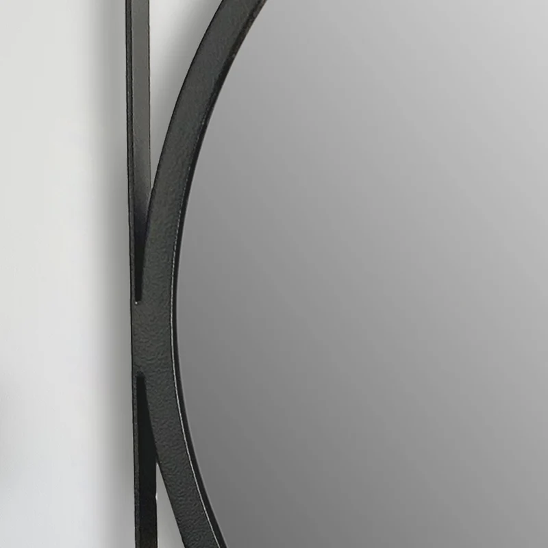 Wandspiegel 54x54cm Rund Metall Schwarz Modern Flurspiegel