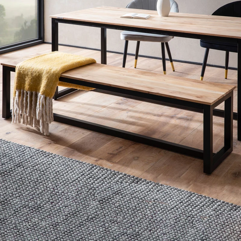 Esszimmerbank 160x40x45cm Akazie Massivholz Metall Industrial Style