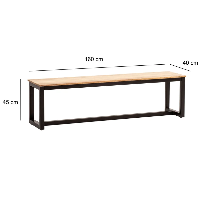 Esszimmerbank 160x40x45cm Akazie Massivholz Metall Industrial Style