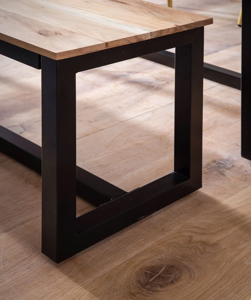 Esszimmerbank 160x40x45cm Akazie Massivholz Metall Industrial Style