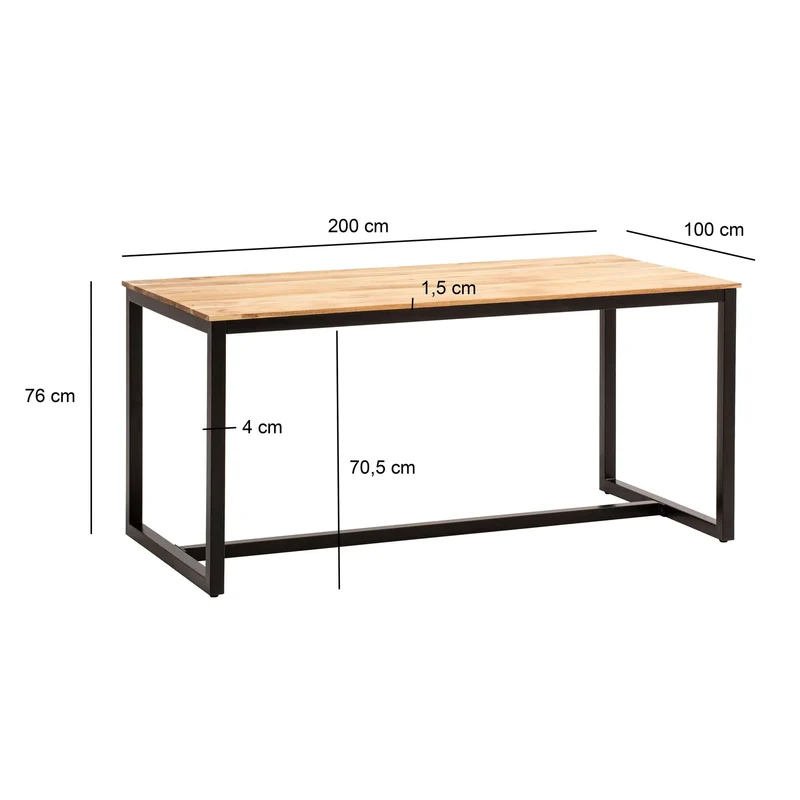 Esszimmertisch 200x100 Akazie Massivholz Metallbeine Industrial Loft