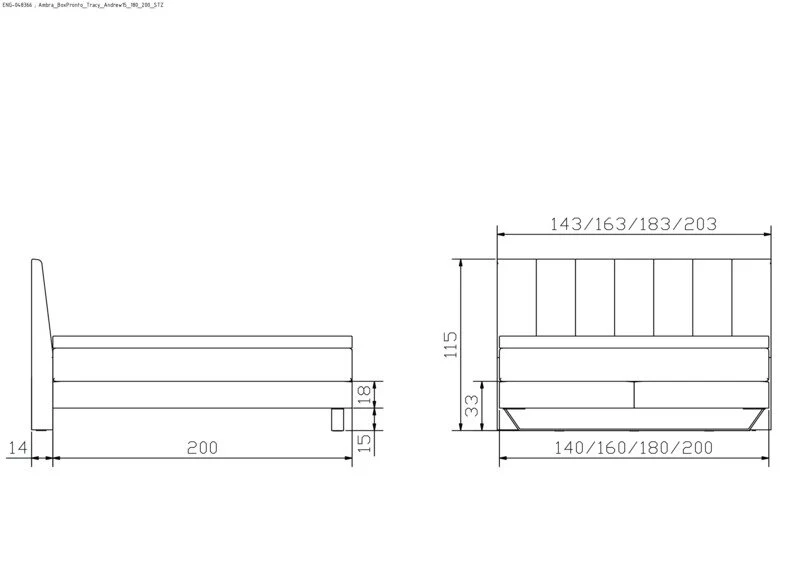 Hasena Boxspringbett Ambra Schwarz mit Bezug Pace Sand und Metallkufen