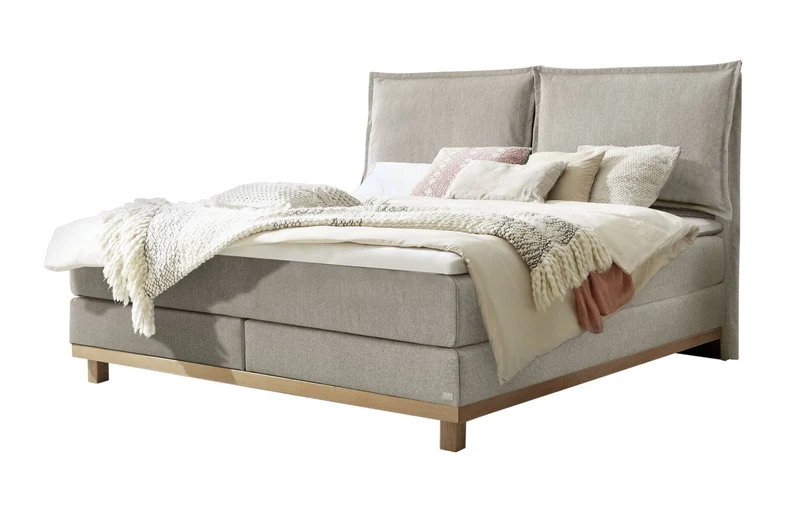 Hasena Boxspringbett Zamora Eiche bright mit Wendematratze & Topper