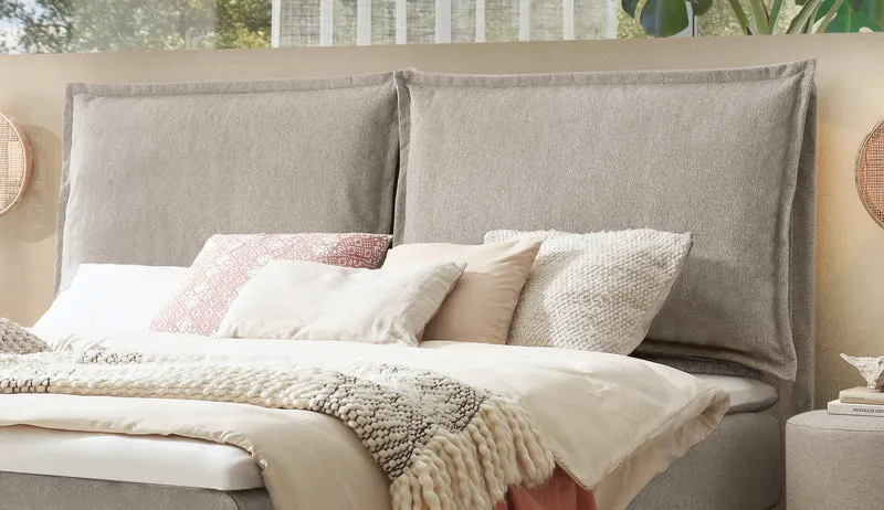 Hasena Boxspringbett Zamora Eiche bright mit Wendematratze & Topper