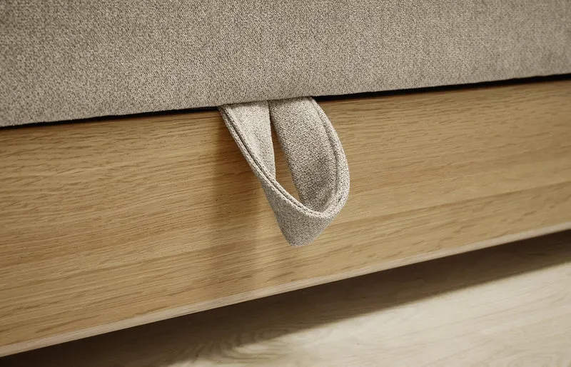 Hasena Boxspringbett Pedrosa mit Stauraum, Eiche bright & Bezug Pace grey