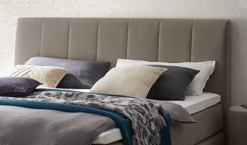 Hasena Boxspringbett Pedrosa mit Stauraum, Eiche bright & Bezug Pace grey