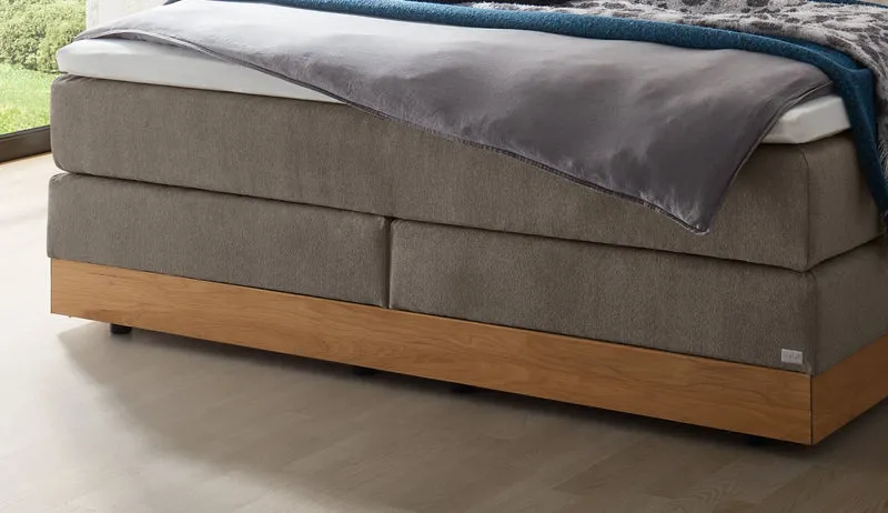 Hasena Boxspringbett Pedrosa mit Stauraum, Eiche bright & Bezug Pace grey