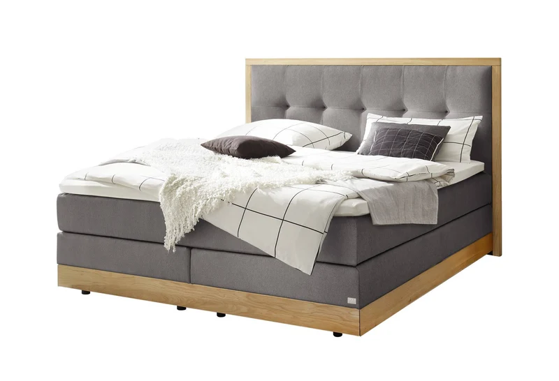 Hasena Boxspringbett Alba Eiche bright mit Stauraum und Topperwahl