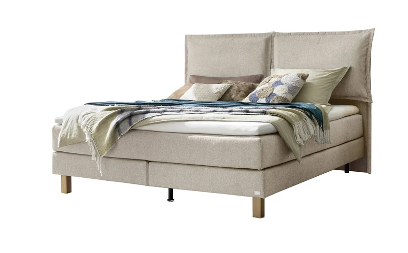 Hasena Boxspringbett Bonita in Eiche bright geölt mit Bezug Pace Sand