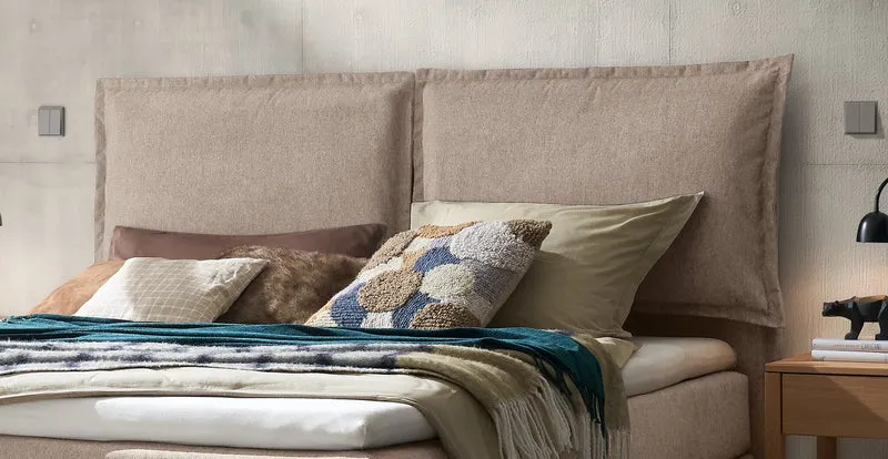 Hasena Boxspringbett Bonita in Eiche bright geölt mit Bezug Pace Sand