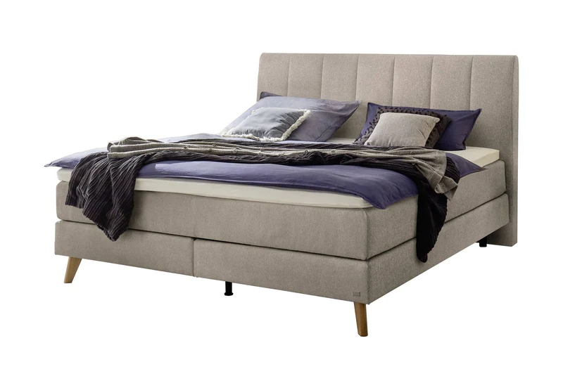 Hasena Boxspringbett Fernanda Eiche bright mit Sandfarbenem Bezug