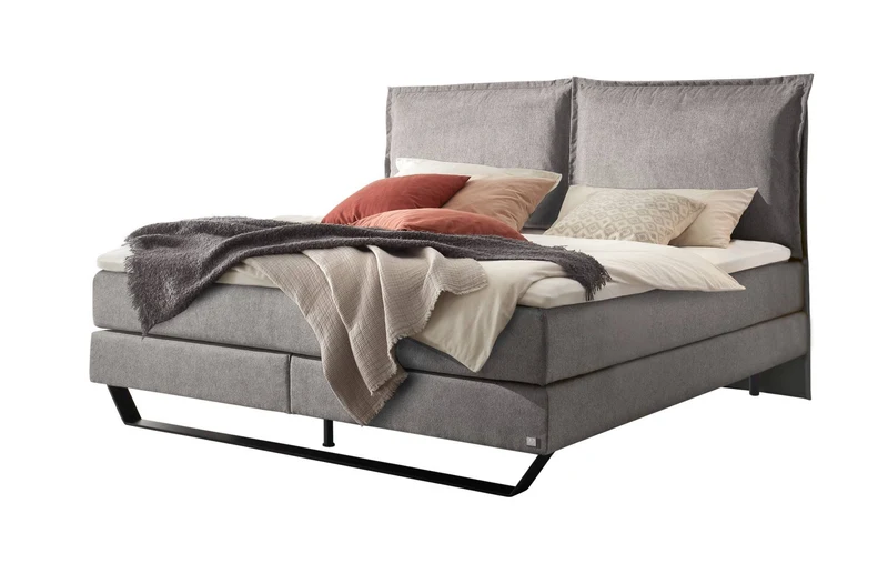 Hasena Celina Boxspringbett Pace Grey, Schwarz-Grau mit Metallkufen