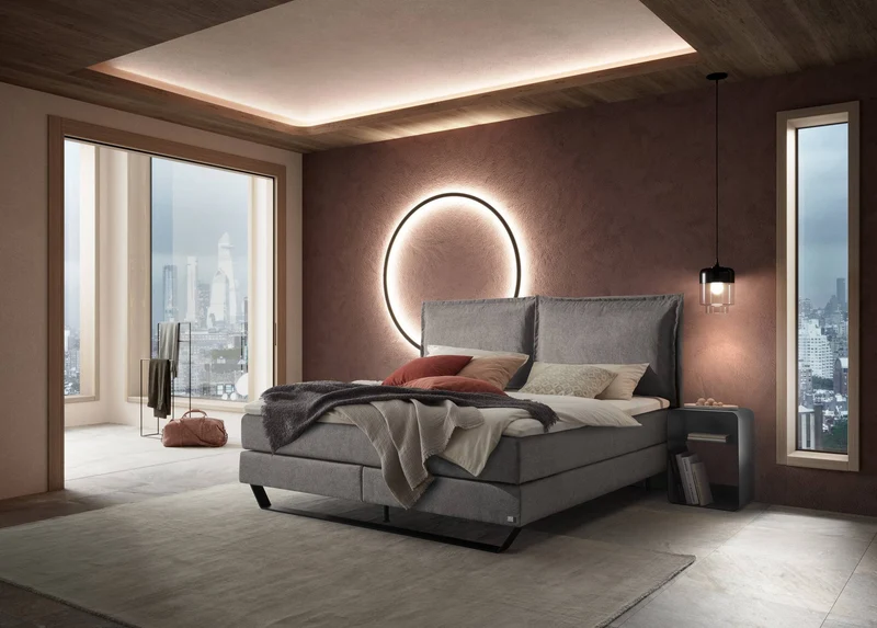 Hasena Celina Boxspringbett Pace Grey, Schwarz-Grau mit Metallkufen