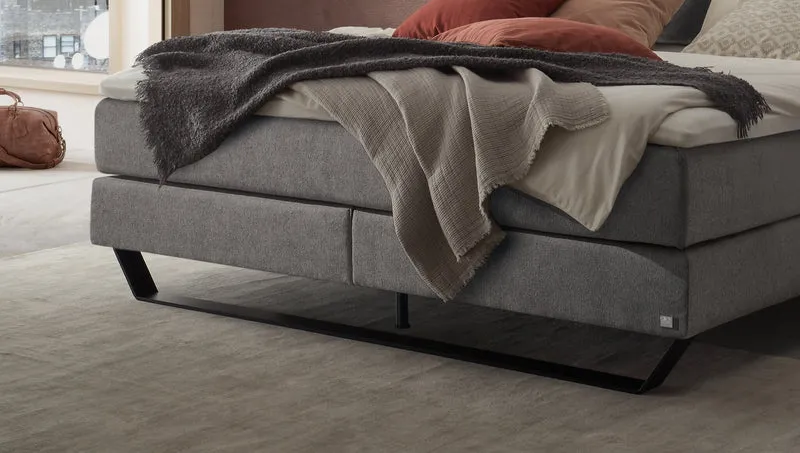Hasena Celina Boxspringbett Pace Grey, Schwarz-Grau mit Metallkufen