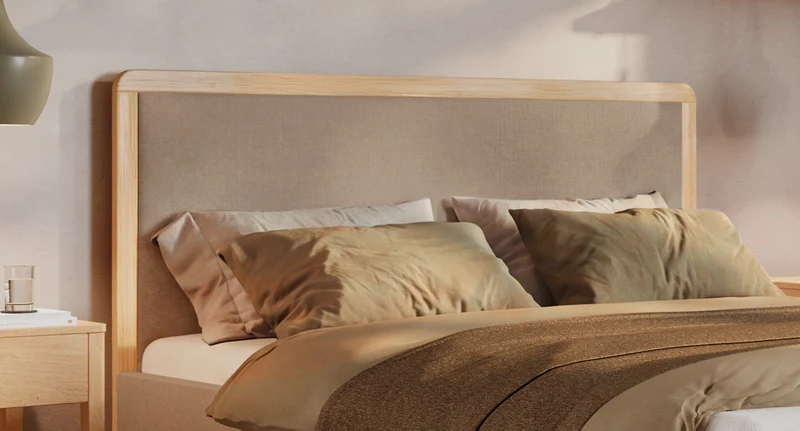 Hasena Polsterbett Amara in Eiche bright mit Bezug Pace sand