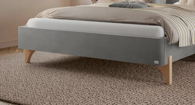 Hasena Polsterbett Aurelia in Eiche bright mit Bezug Monet Steel