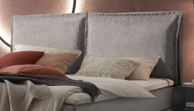 Hasena Boxspringbett Celina in Light Grey mit Metallkufe und Kissenkopfteil