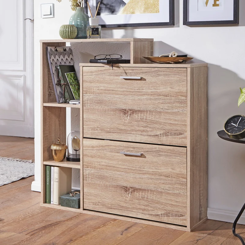 Schuhkipper MASSA 2 Fächer Sonoma Eiche Holz 12 Paar 85x24x93cm