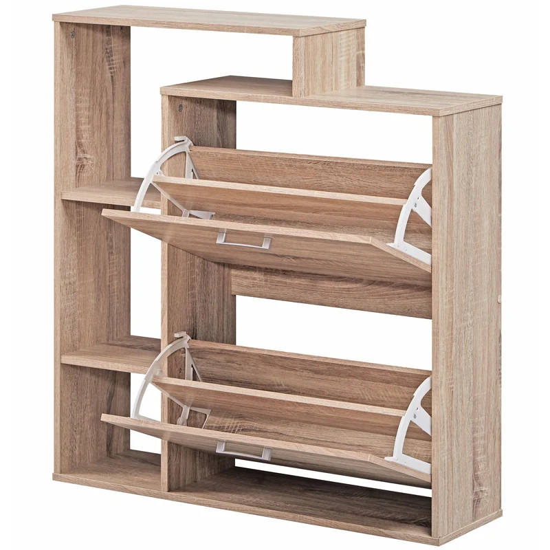 Schuhkipper MASSA 2 Fächer Sonoma Eiche Holz 12 Paar 85x24x93cm