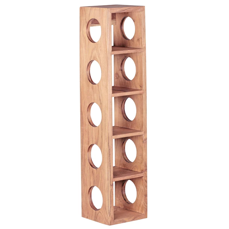 Weinregal MUMBAI Akazie Massivholz Wandmontage 5 Flaschen 70cm Ablage