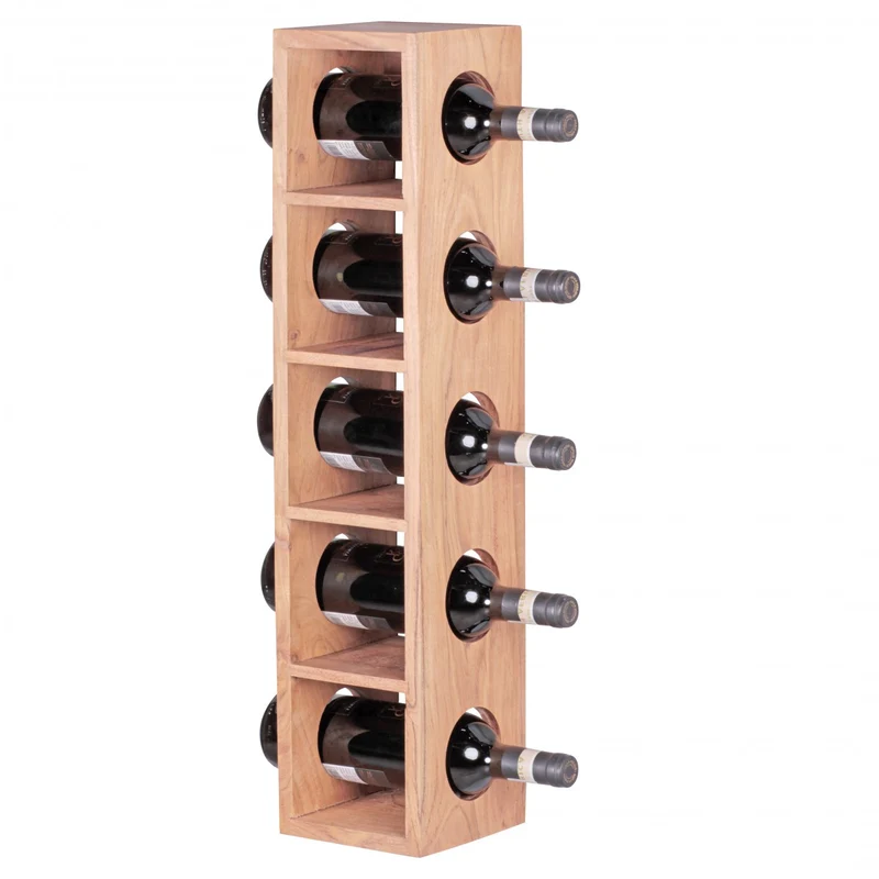 Weinregal MUMBAI Akazie Massivholz Wandmontage 5 Flaschen 70cm Ablage