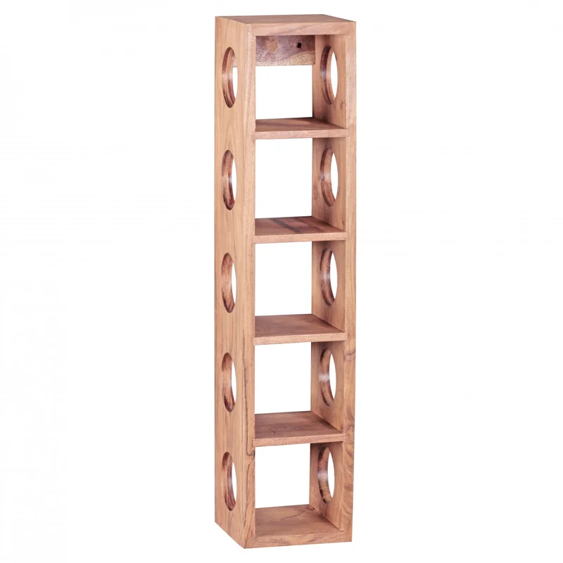Weinregal MUMBAI Akazie Massivholz Wandmontage 5 Flaschen 70cm Ablage