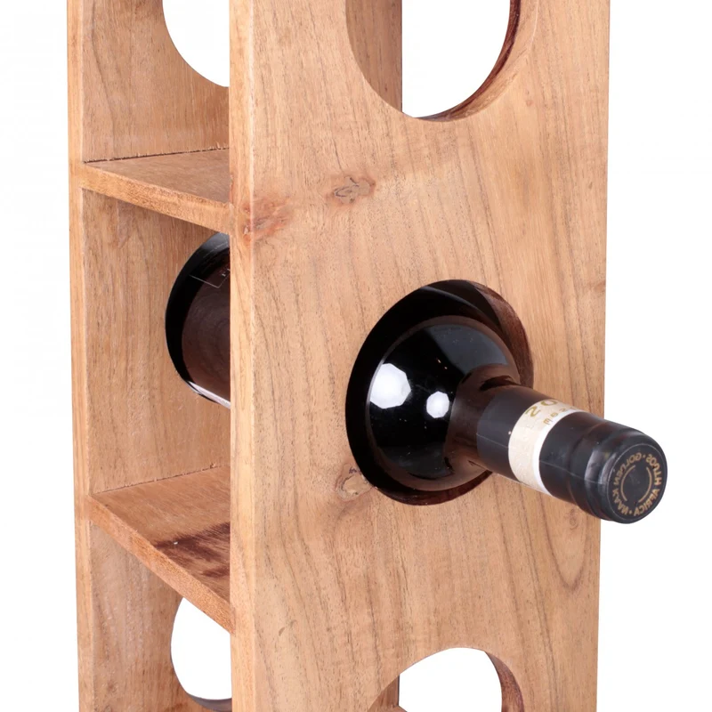 Weinregal MUMBAI Akazie Massivholz Wandmontage 5 Flaschen 70cm Ablage