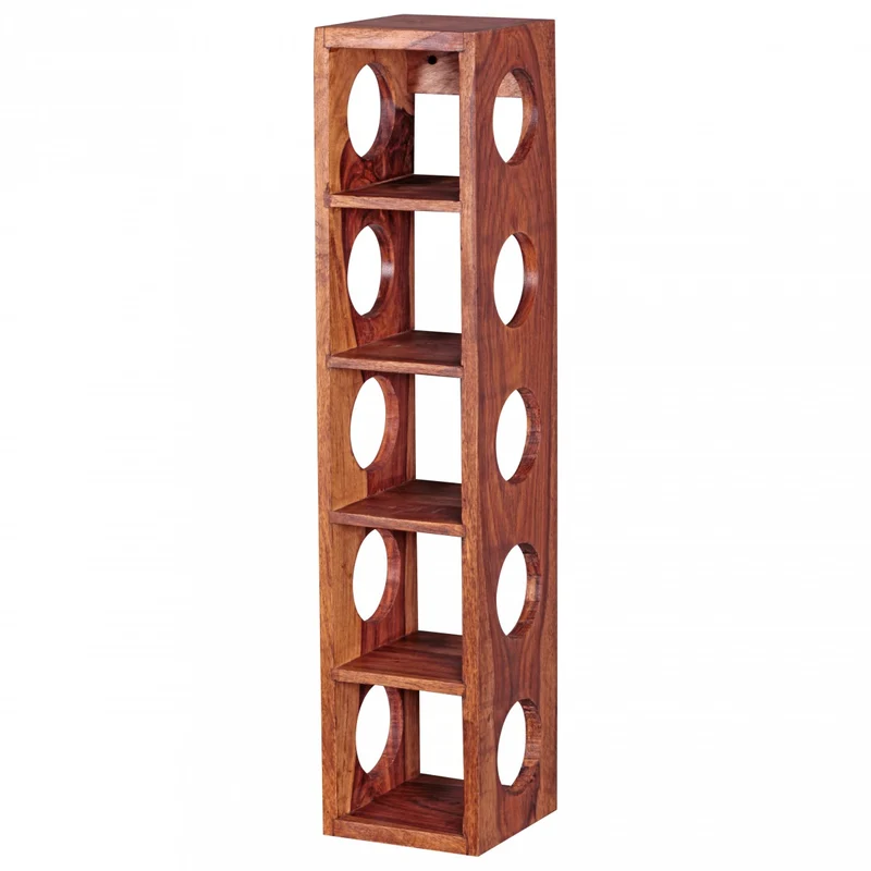 Weinregal Mumbai Sheesham Holz Wandmontage 5 Flaschen 70cm Ablage