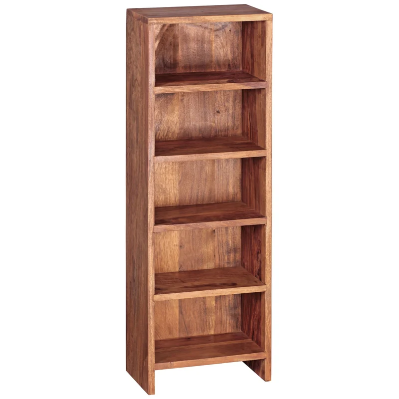 Regal Mumbai 90cm Sheesham Massivholz 5 Fächer Landhausstil natur