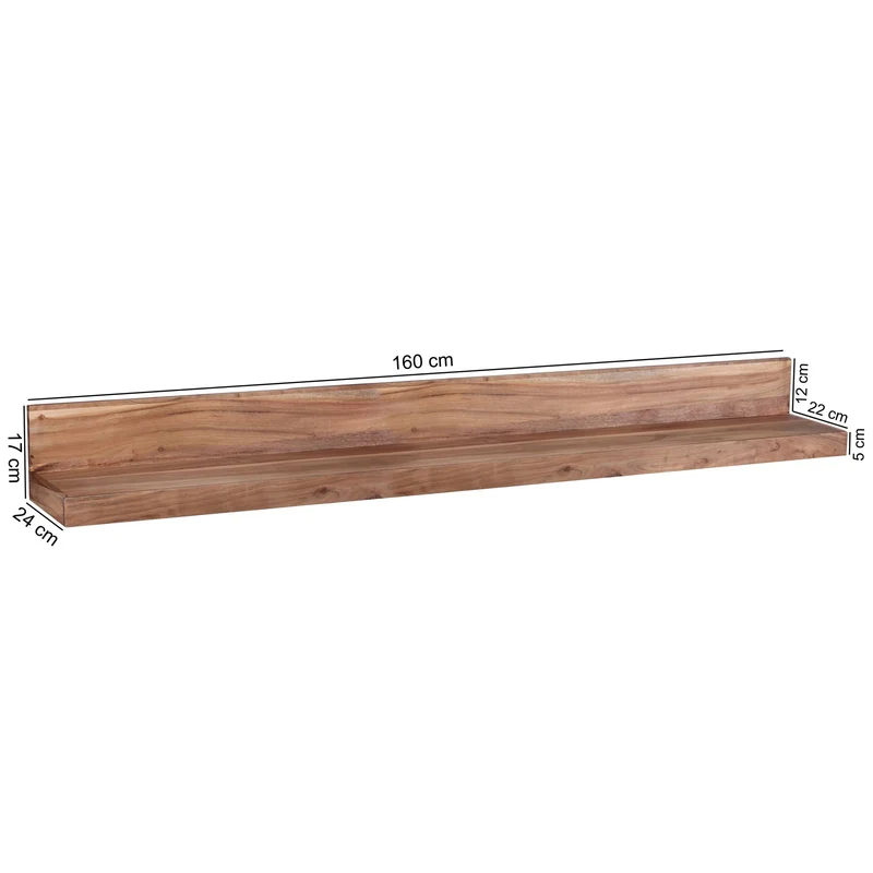 Wandregal MUMBAI 160cm Akazie Massivholz Landhausstil Naturprodukt