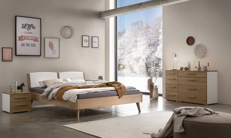 Hasena Kommode Cassino Weiß mit Eiche-Front, 8 Schubladen